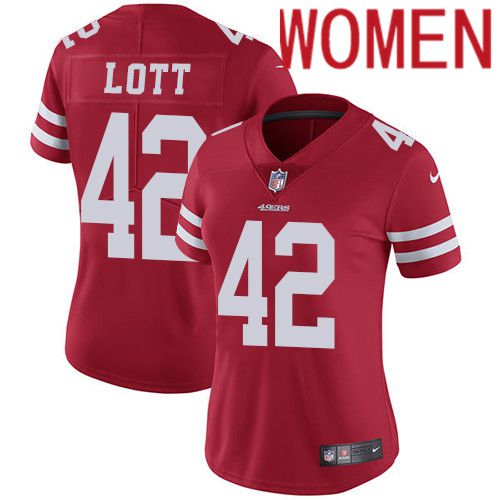 Women San Francisco 49ers 42 Ronnie Lott Nike Red Vapor Limited NFL Jersey